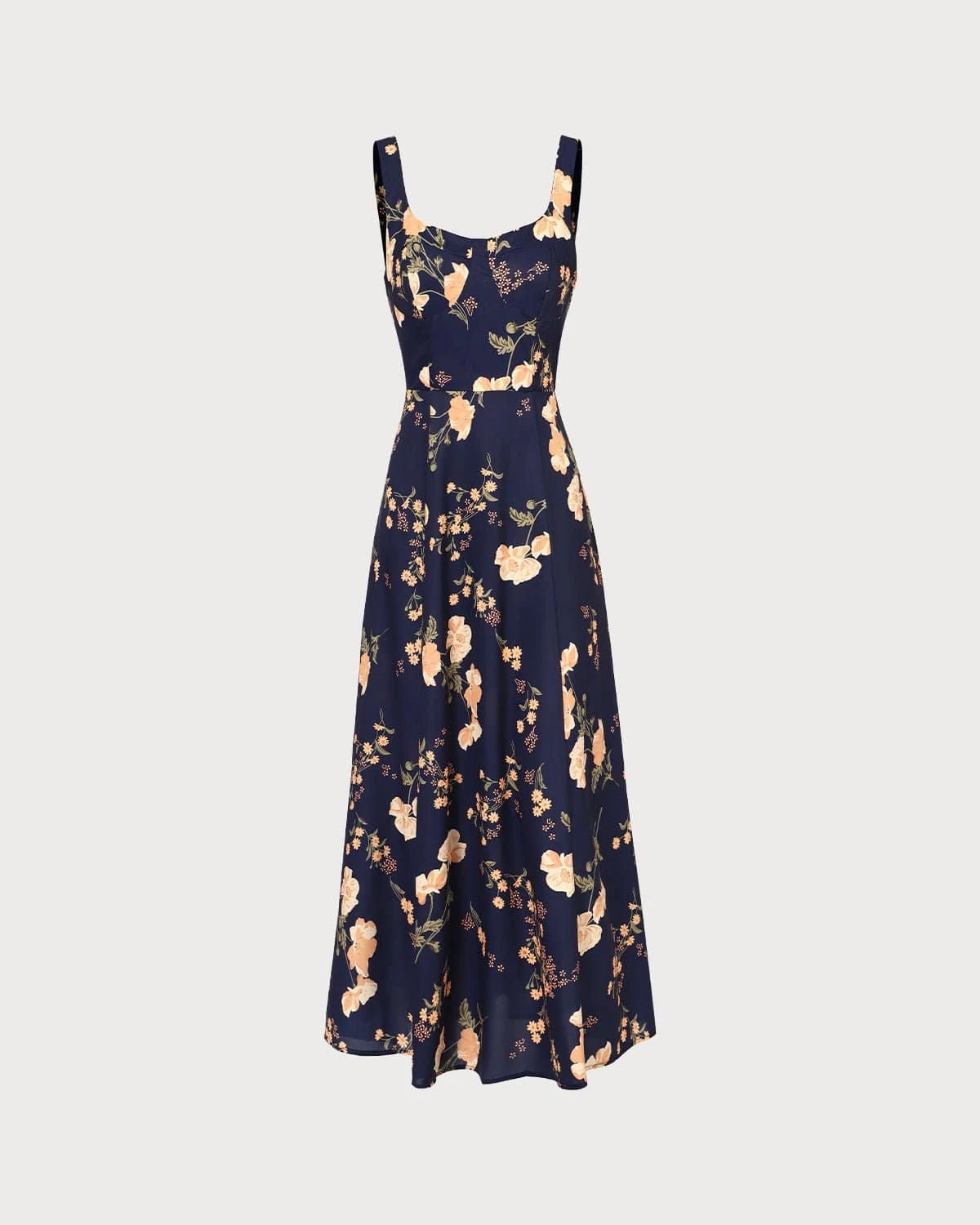 The Navy Sweetheart Neck Floral Maxi Dress - Image 6