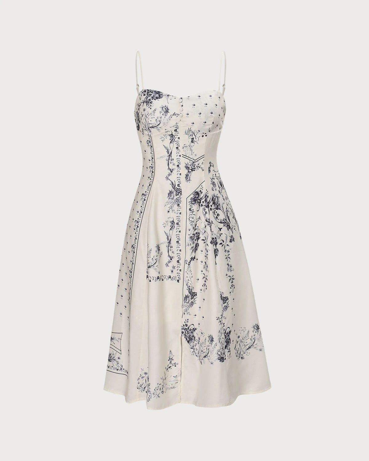 The Beige Floral Split Hem Slip Midi Dress - Image 7