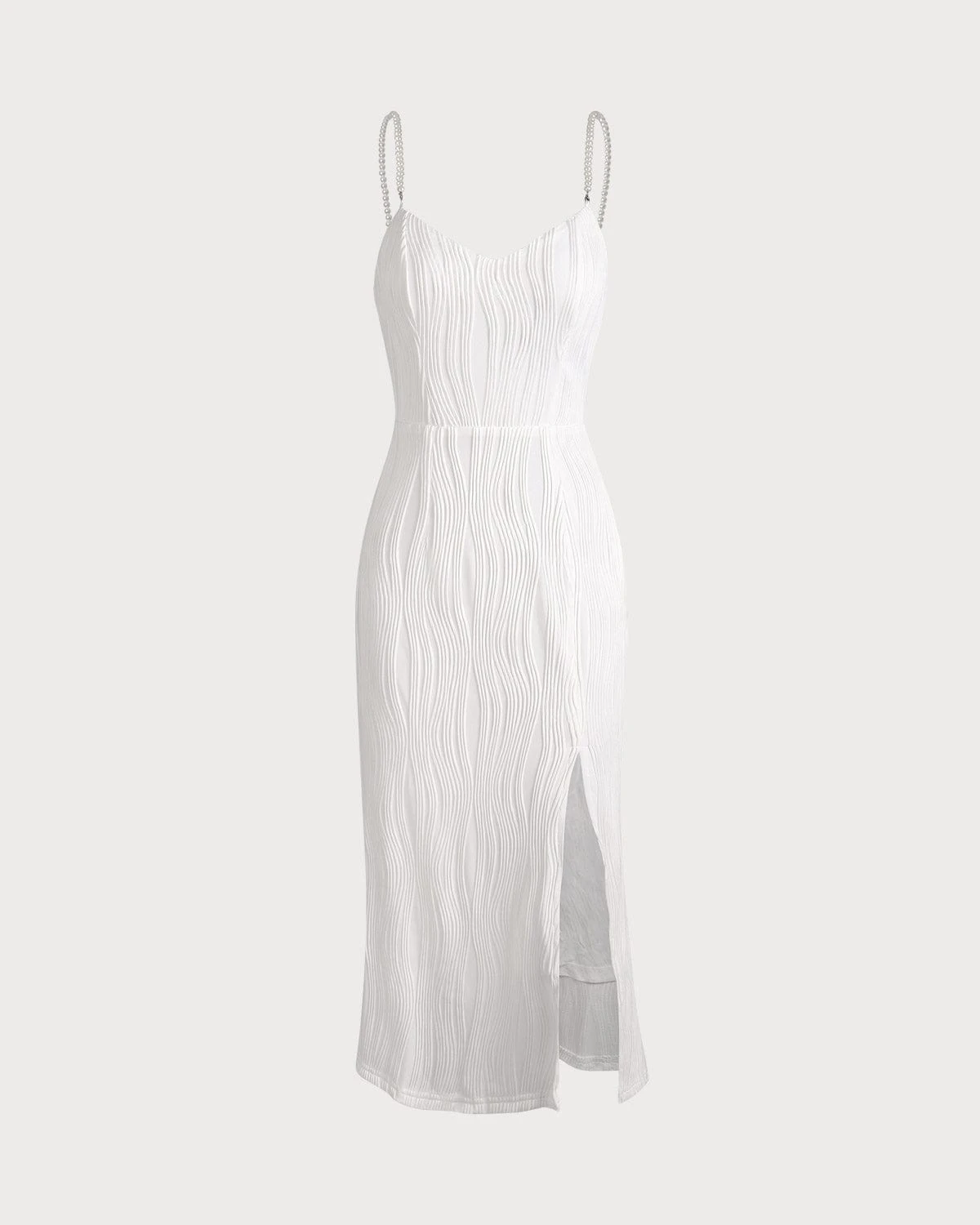 The Wave Textured Pearl Strap Midi Dress - Image 5