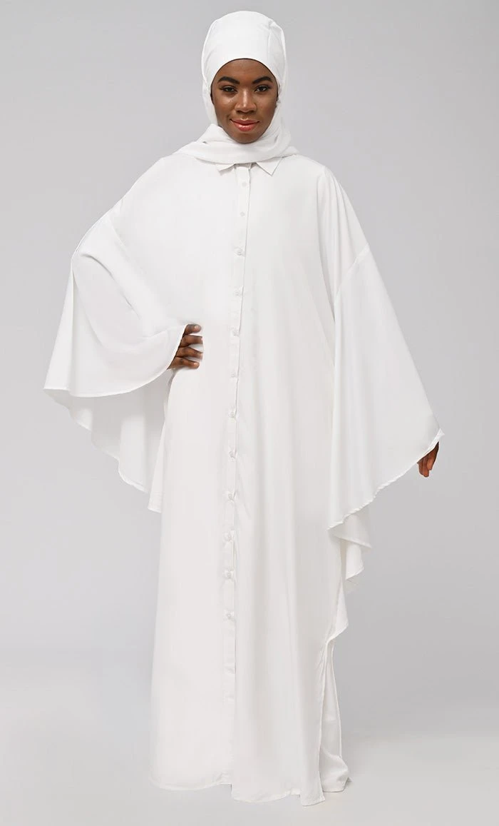 Asr Modest Button Down Kaftan Style Prayer Dress For Women (2Pc+H) - Image 2