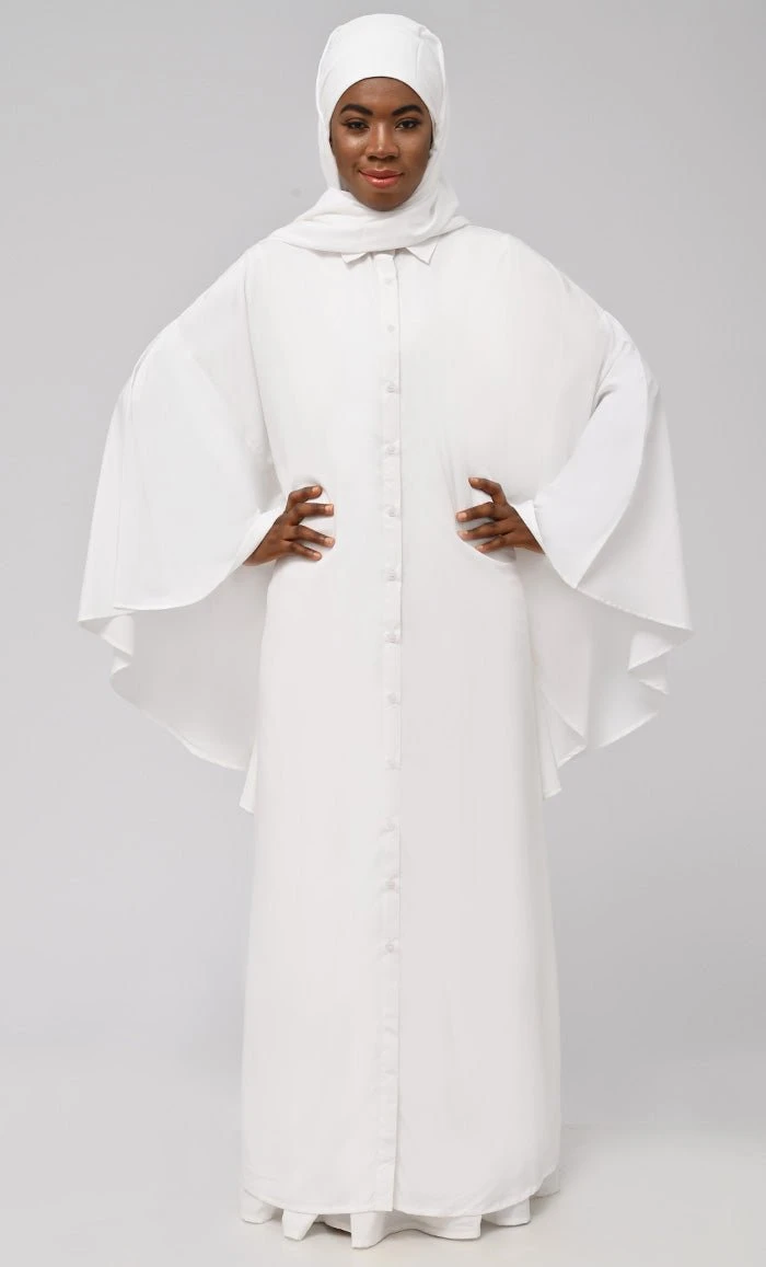 Asr Modest Button Down Kaftan Style Prayer Dress For Women (2Pc+H) - Image 3