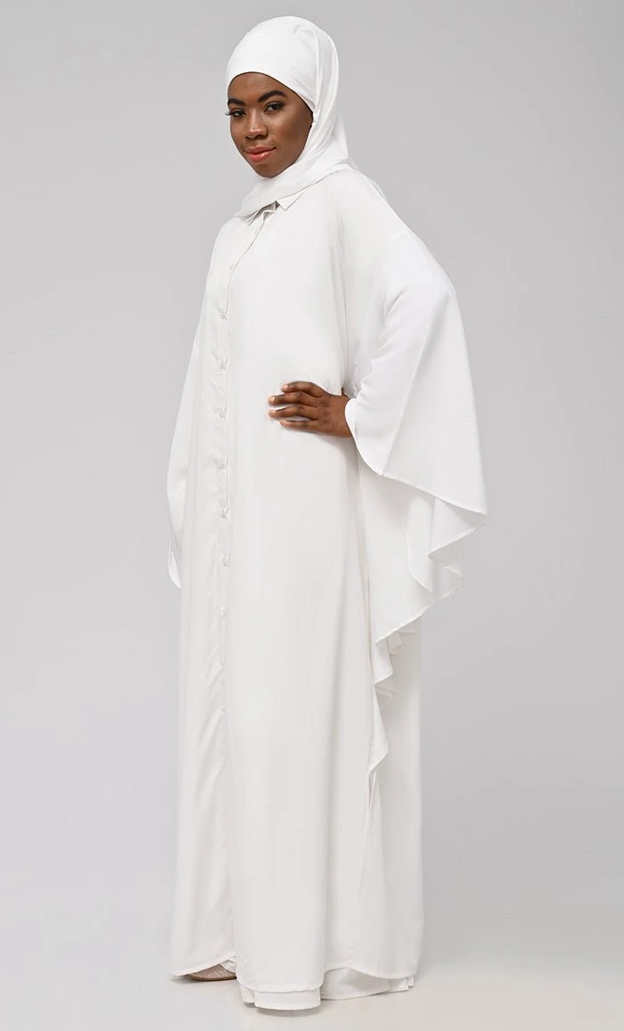 Asr Modest Button Down Kaftan Style Prayer Dress For Women (2Pc+H) - Image 4