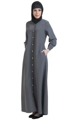 Button Down Front Open Jilbab Abaya Dress
