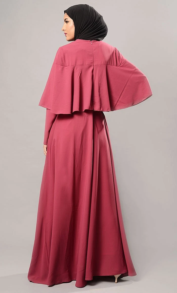 Double Layered Cape Style Arabian Abaya Dress - Image 2