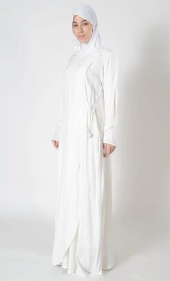 Double Layered Side Tie Up Detail Abaya Dress