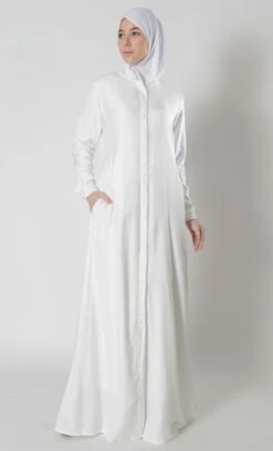 Front Open Button Down Hajj Umrah Abaya Dress