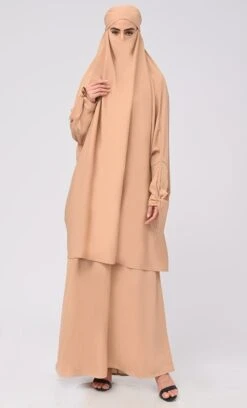 Isha Modest Sand Crepe Khimar Prayer Dress For Women