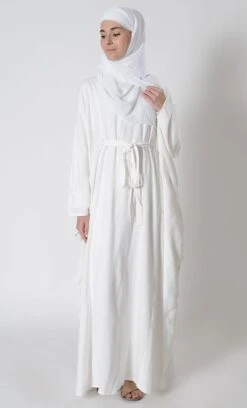 Knotted Tie Up Detail Hajj Umrah Kaftan Abaya Dress