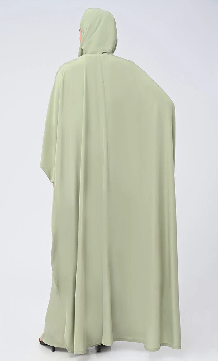 Modest Islamic Front Zipper Double Layer Dress For Women (2Pcset+Hijab) - Image 4