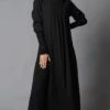Smocking Detail Sleeves And Neckline Abaya Dress