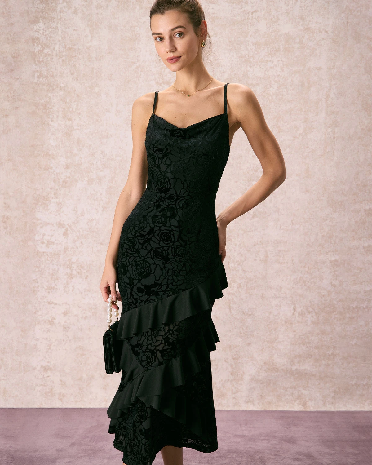 The Black V-Neck Ruffle Tiered Maxi Dress - Image 4
