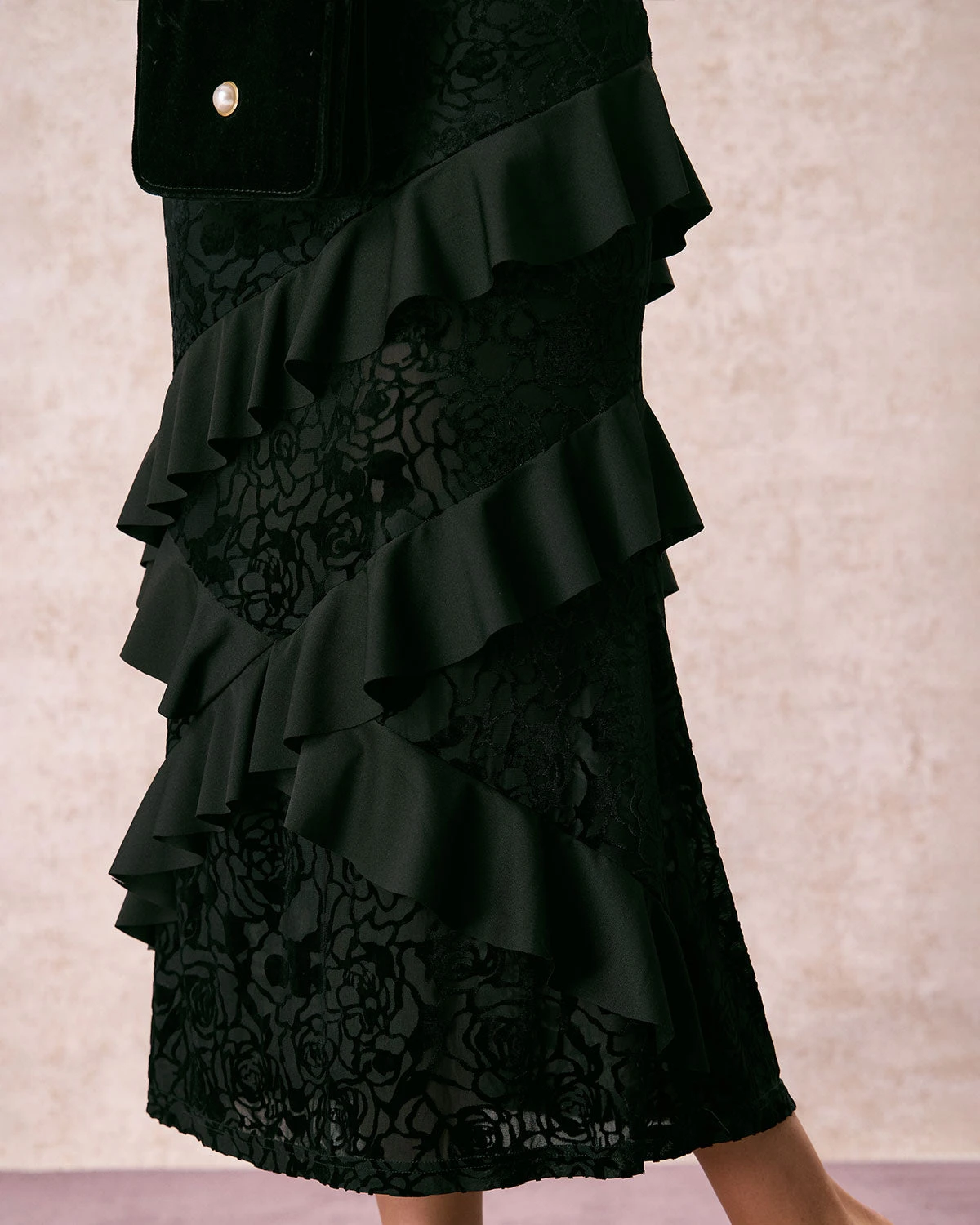 The Black V-Neck Ruffle Tiered Maxi Dress - Image 3