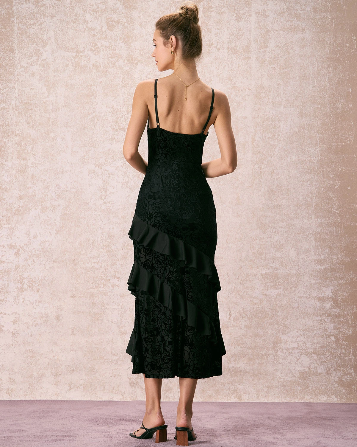 The Black V-Neck Ruffle Tiered Maxi Dress - Image 6