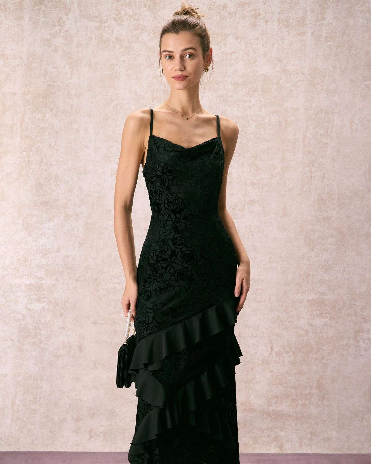 The Black V-Neck Ruffle Tiered Maxi Dress - Image 5