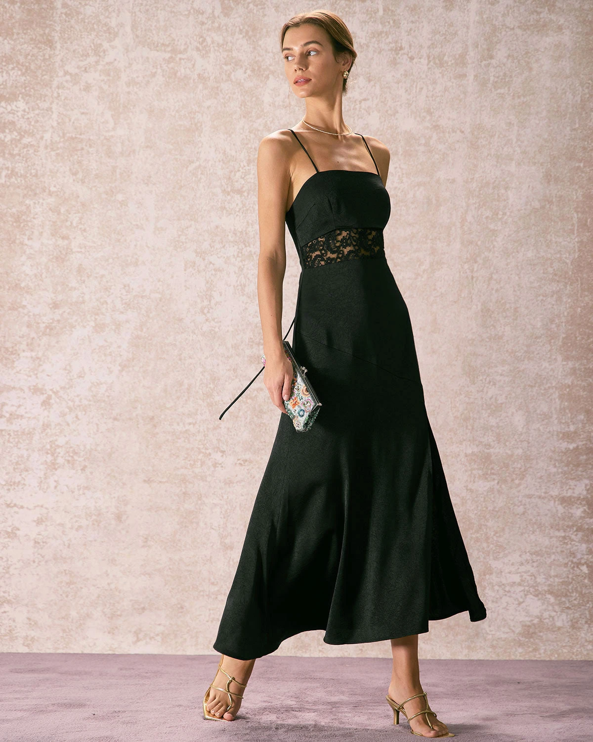 The Black Lace Criss Cross Back Maxi Dress - Image 4