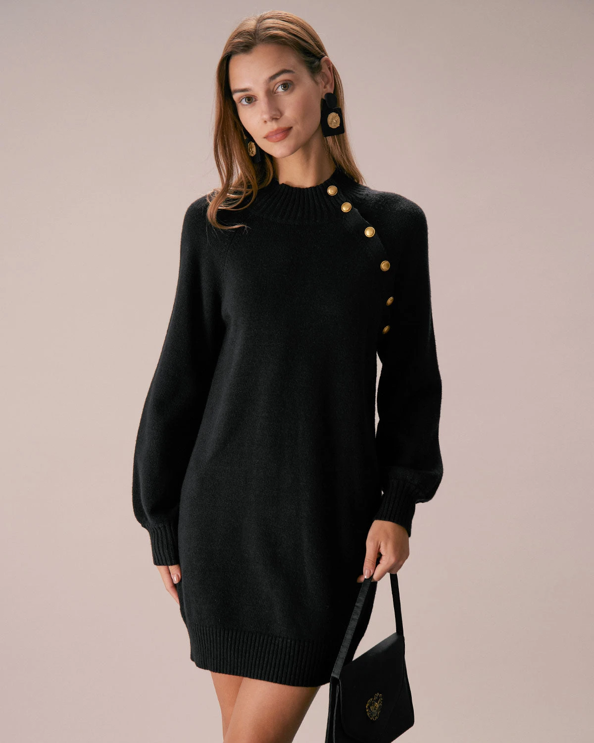 The Black Lantern Sleeve Sweater Mini Dress - Image 2