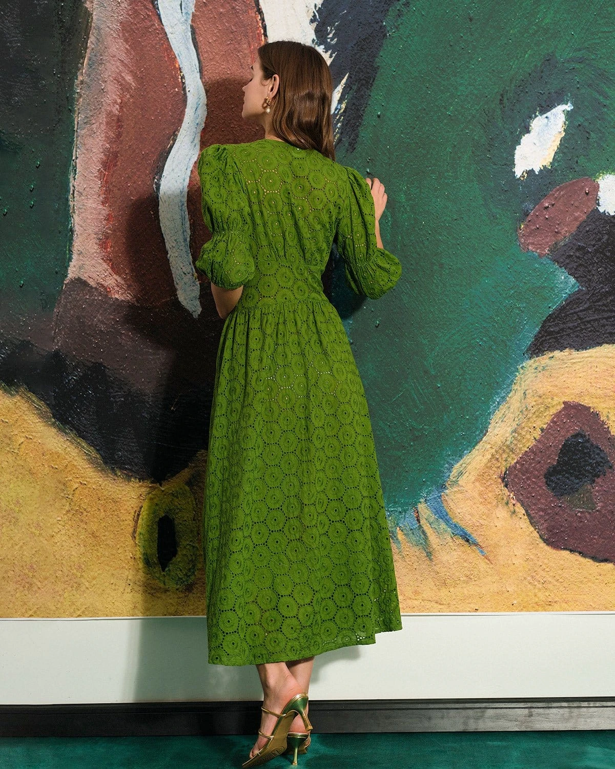 The Puff Sleeve Cutout Slit Maxi Dress - Image 6