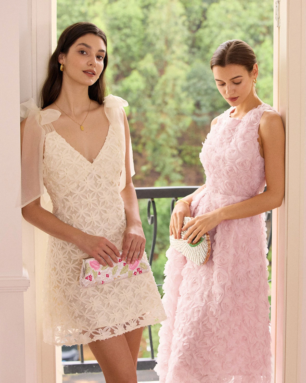 The Beige Floral Mesh Tie Strap Mini Dress - Image 6