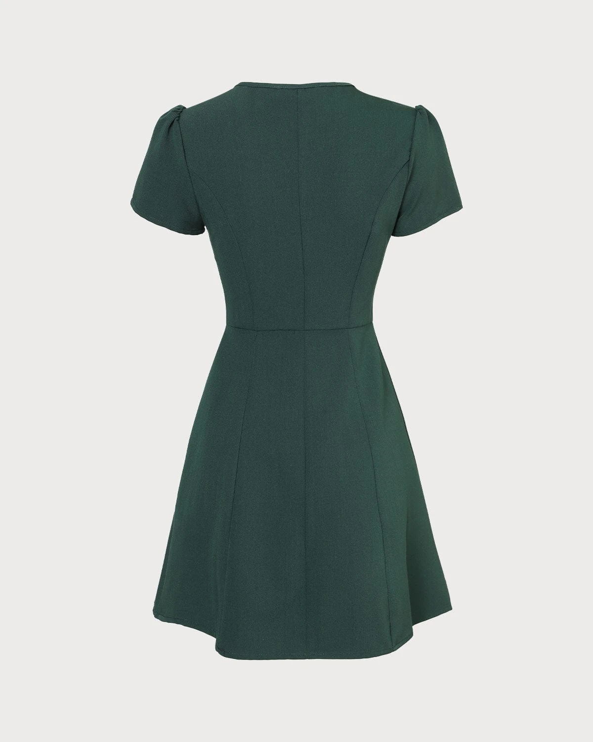 The Dark Green V Neck Button-up Shirt Mini Dress - Image 8
