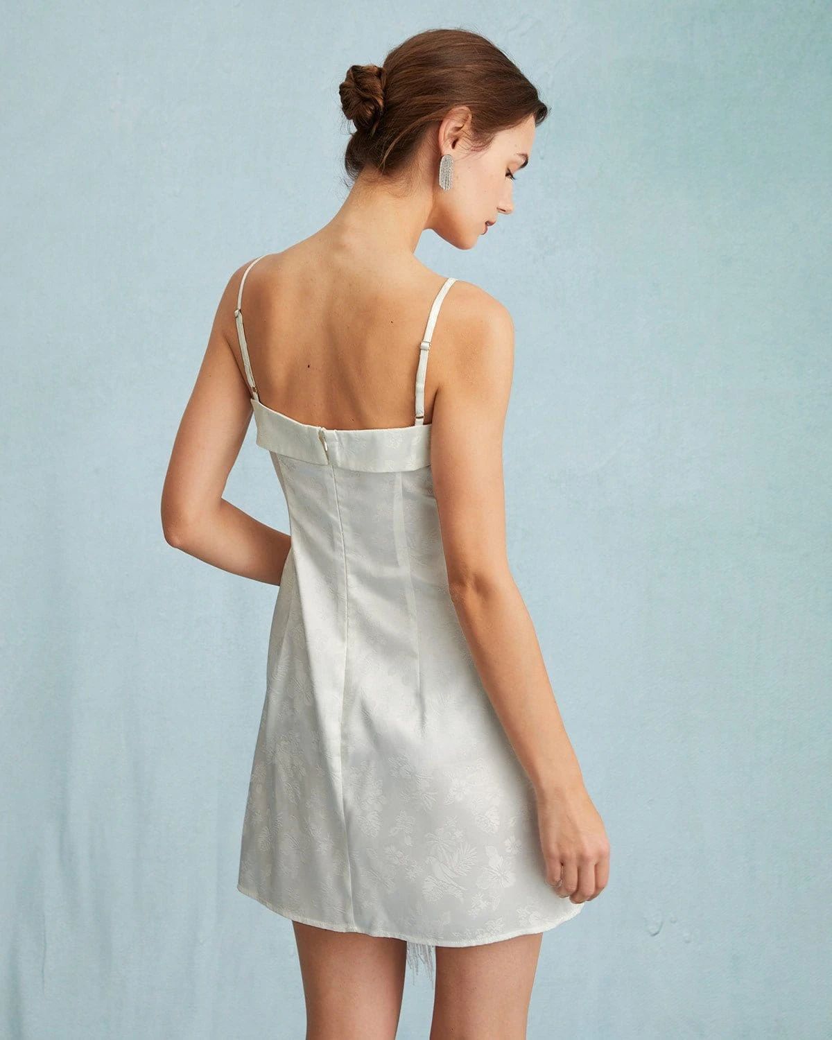 The White Jacquard Sling Mini Dress - Image 6