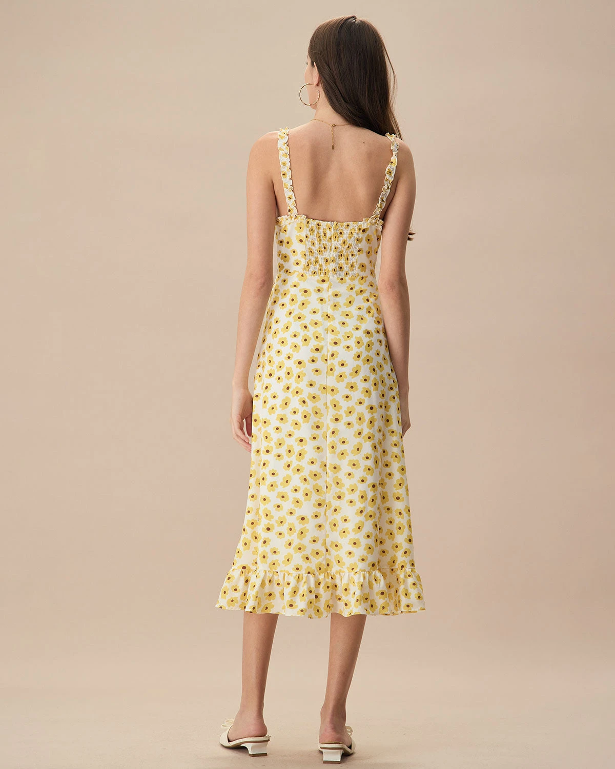 The Yellow Daisy Ruffle Slip Midi Dress - Image 4