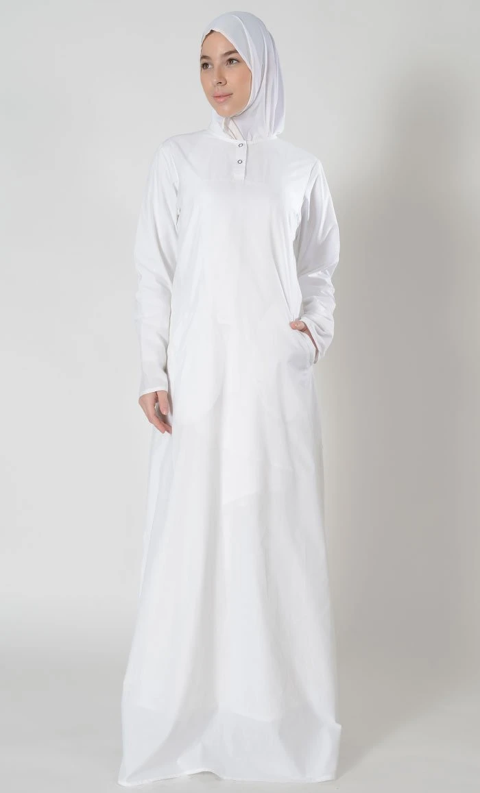 Twinned Button A Line Hajj Umrah Abaya Dress