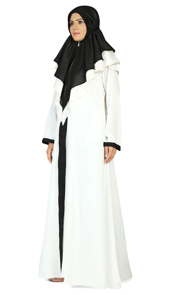 Women's Contrasted Black And White Prayer Dress - Image 2